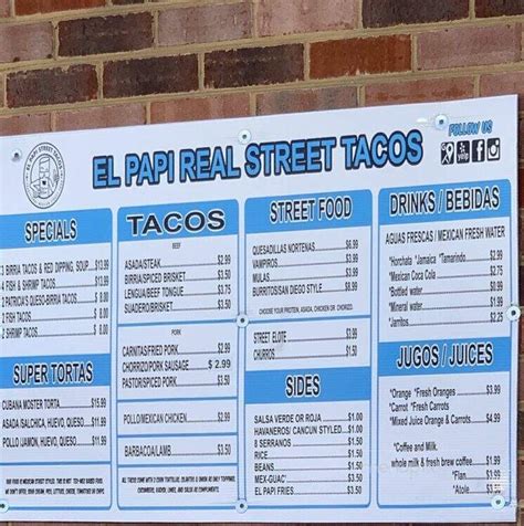 el papi real street tacos. menu|El Papi Real Street Tacos